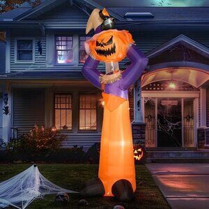 Joeidomi 9ft Tall Halloween Inflatable Scarecrow with Built-in LEDs